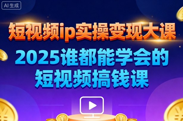 短视频ip实操变现大课,7月26-27日广州站线下课,2025谁都能学会的短视频搞钱课 – 知知学社-知知学社