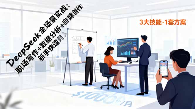 DeepSeek全场景实战:职场写作+数据分析+自媒体创作,新手快速月入过万 – 知知学社-知知学社