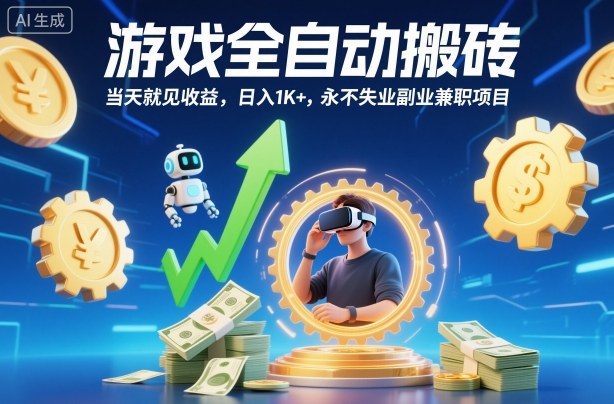 游戏全自动搬砖,当天就见收益,日入1K+,永不失业副业副业项目 – 知知学社-知知学社