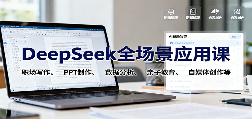DeepSeek全场景应用课：职场写作、 PPT制作、数据分析、亲子教育、自媒体创作等 – 知知学社-知知学社