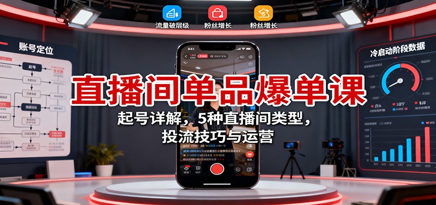 直播间单品爆单课：起号详解，5种直播间类型，投流技巧与运营 - 知知学社-知知学社