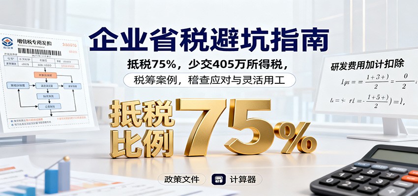 企业省税避坑指南:抵税75%,少交405万所得税,税筹案例,稽查应对与灵活用工 – 知知学社-知知学社