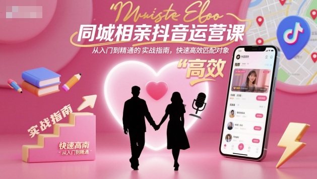 同城相亲抖音运营课，从入门到精通的实战指南，快速高效匹配对象 – 知知学社-知知学社