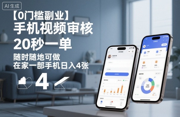 【0门槛副业】手机视频审核，20秒一单，随时随地可做，在家一部手机日入4张 - 知知学社-知知学社