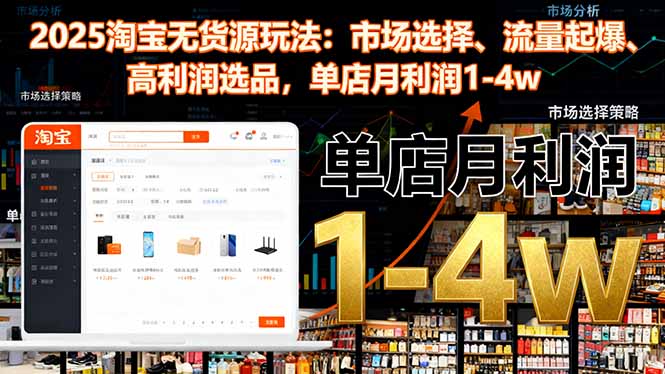 2025淘宝无货源玩法：市场选择、流量起爆、高利润选品，单店月利润1-4w – 知知学社-知知学社