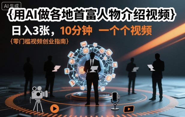 用AI做各地首富人物介绍视频，日入3张，10分钟一个视频 – 知知学社-知知学社