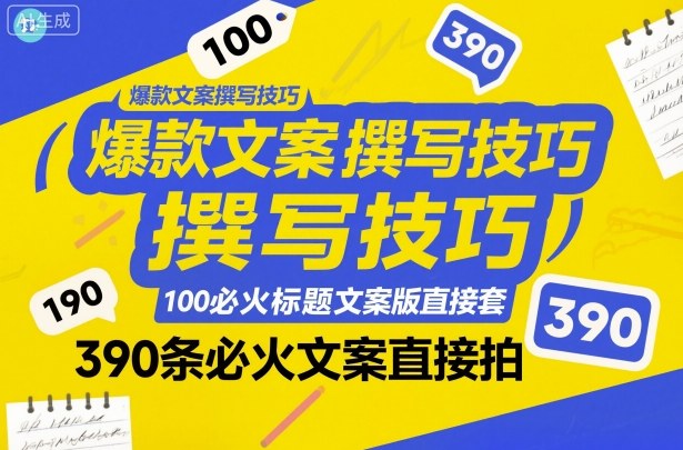 爆款文案撰写技巧，100个必火标题文案模版直接套，390条必火文案直接拍 - 知知学社-知知学社
