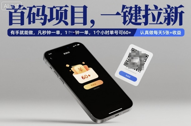 首码项目，一键拉新，有手就能做，几秒钟一单，1个小时单号可60+，认真做每天5张+收益 – 知知学社-知知学社