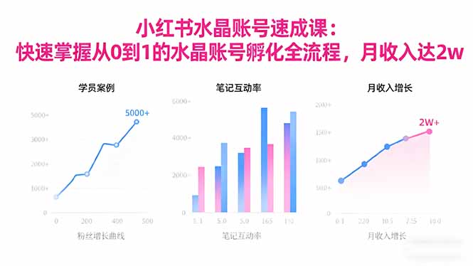 2025小红书水晶账号速成课：快速掌握从0-1水晶账号孵化全流程，月收入达2w – 知知学社-知知学社