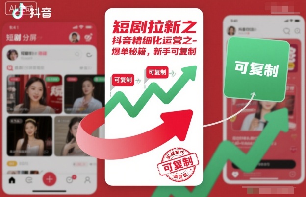 短剧拉新之抖音精细化运营之爆单秘籍,新手可复制 – 知知学社-知知学社