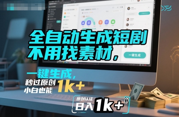 全自动生成短剧,不用找素材,不用剪辑,一键生成,秒过原创,小白也能轻松日入1k+ – 知知学社-知知学社