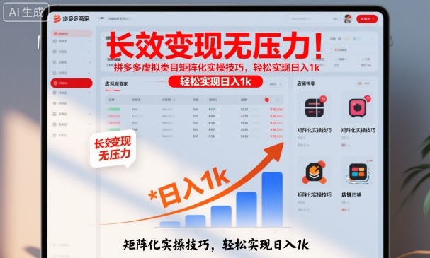 长效变现无压力!拼多多虚拟类目矩阵化实操技巧,轻松实现日入1k – 知知学社-知知学社