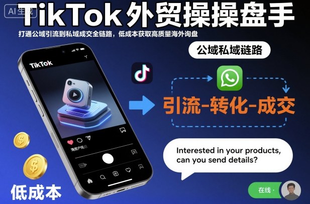TikTok外贸实战策略：打通公域引流到私域成交全链路，低成本获取高质量海外询盘方法 – 知知学社-知知学社