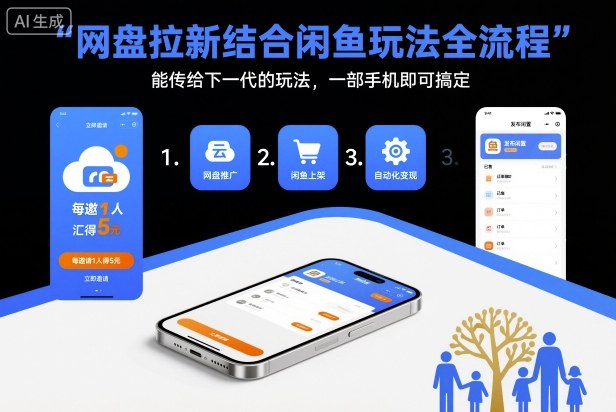 网盘拉新+闲鱼全流程实战指南,可持续被动收入方法,一部手机轻松操作(附入口渠道与实操教程) – 知知学社-知知学社