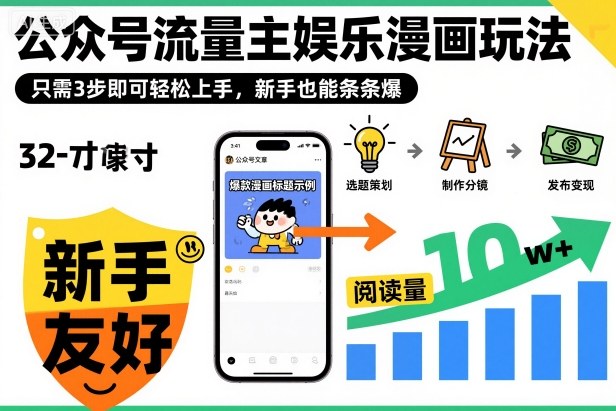 公众号流量主娱乐漫画变现攻略：新手3步轻松上手，高效盈利实战指南 – 知知学社-知知学社