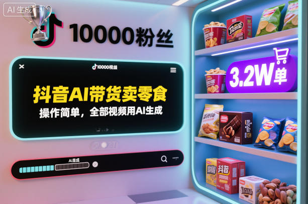 抖音AI带货卖零食实战：AI生成视频的被动收入方法 – 知知学社-知知学社