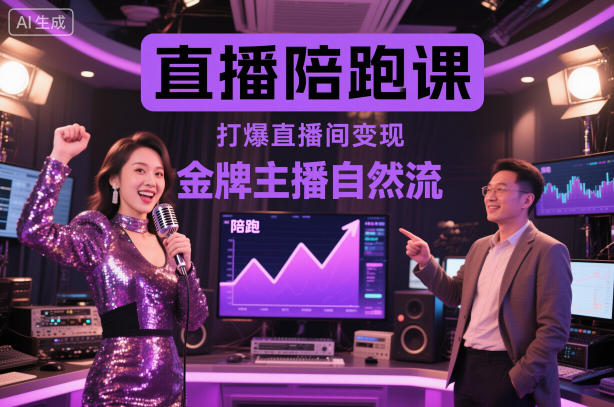 直播陪跑课程:金牌主播自然流量实战策略,复制高变现方法 – 知知学社-知知学社