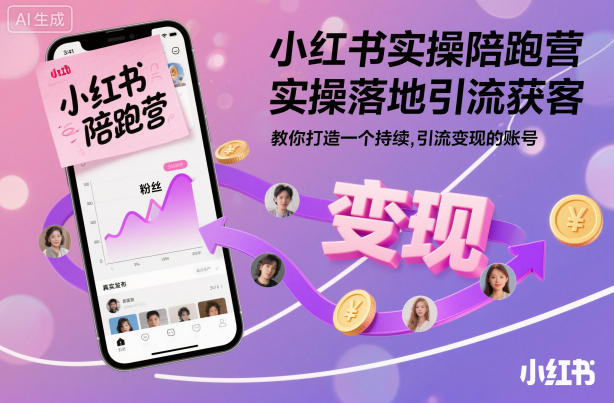 小红书引流变现实操课程：打造持续获客账号指南 – 知知学社-知知学社