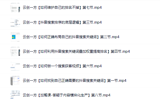 云创一方抖音SEO系列课程，教你如何快速上抖音搜索排名第一 – 知知学社-知知学社
