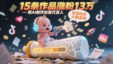用AI制作幼崽代言人,宝宝的控诉火爆全网,15条作品涨粉13W,单号月入5位数实操教程 – 知知学社-知知学社