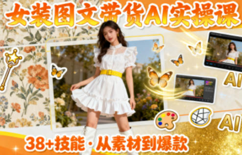 女装图文带货变现的AI实操课:38个实用技能高效提升素材制作效率 – 知知学社-知知学社