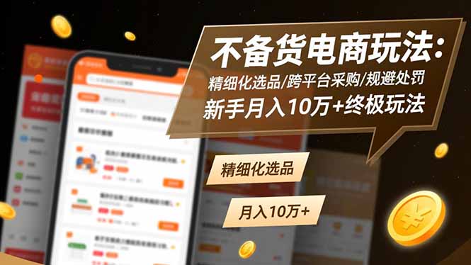 不备货电商实操:精细化选品+跨平台采购策略,新手变现实战指南 – 知知学社-知知学社