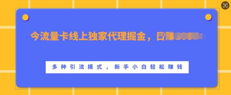 流量卡线上独家代理掘金,日入1k+ ,多种引流模式,新手小白轻松上手【揭秘】 – 知知学社-知知学社
