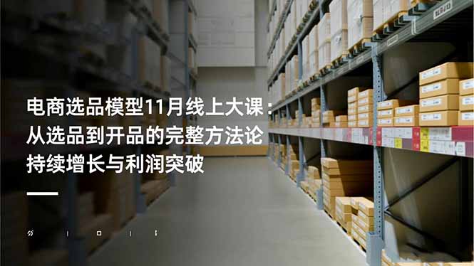 电商选品模型11月线上课程:从选品到开品的实战策略 实现持续增长与利润提升 – 知知学社-知知学社
