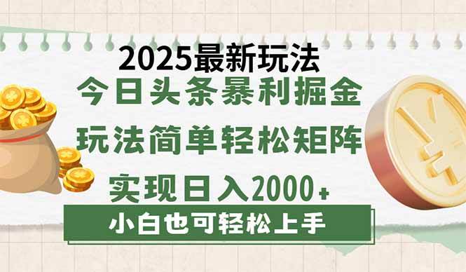 (14120期)今日头条2025最新玩法,思路简单,复制粘贴,轻松实现矩阵日入2000+ – 知知学社-知知学社