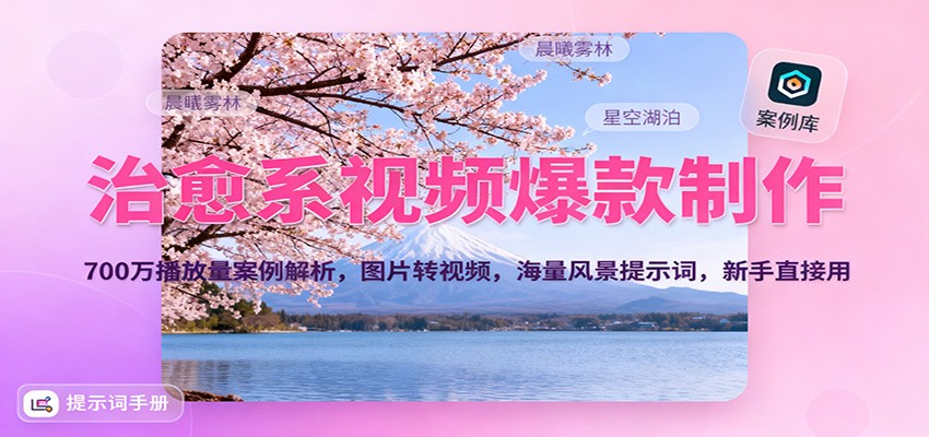 治愈系视频制作方法:700步骤万播放量案例解析,图片转视频技巧与海量风景提示词,新手适用指南 – 知知学社-知知学社